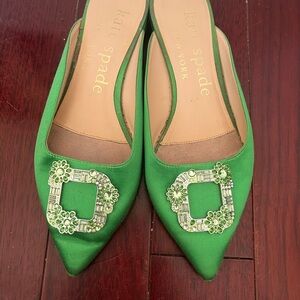 Kate Spade Green Floral Embellished Flats